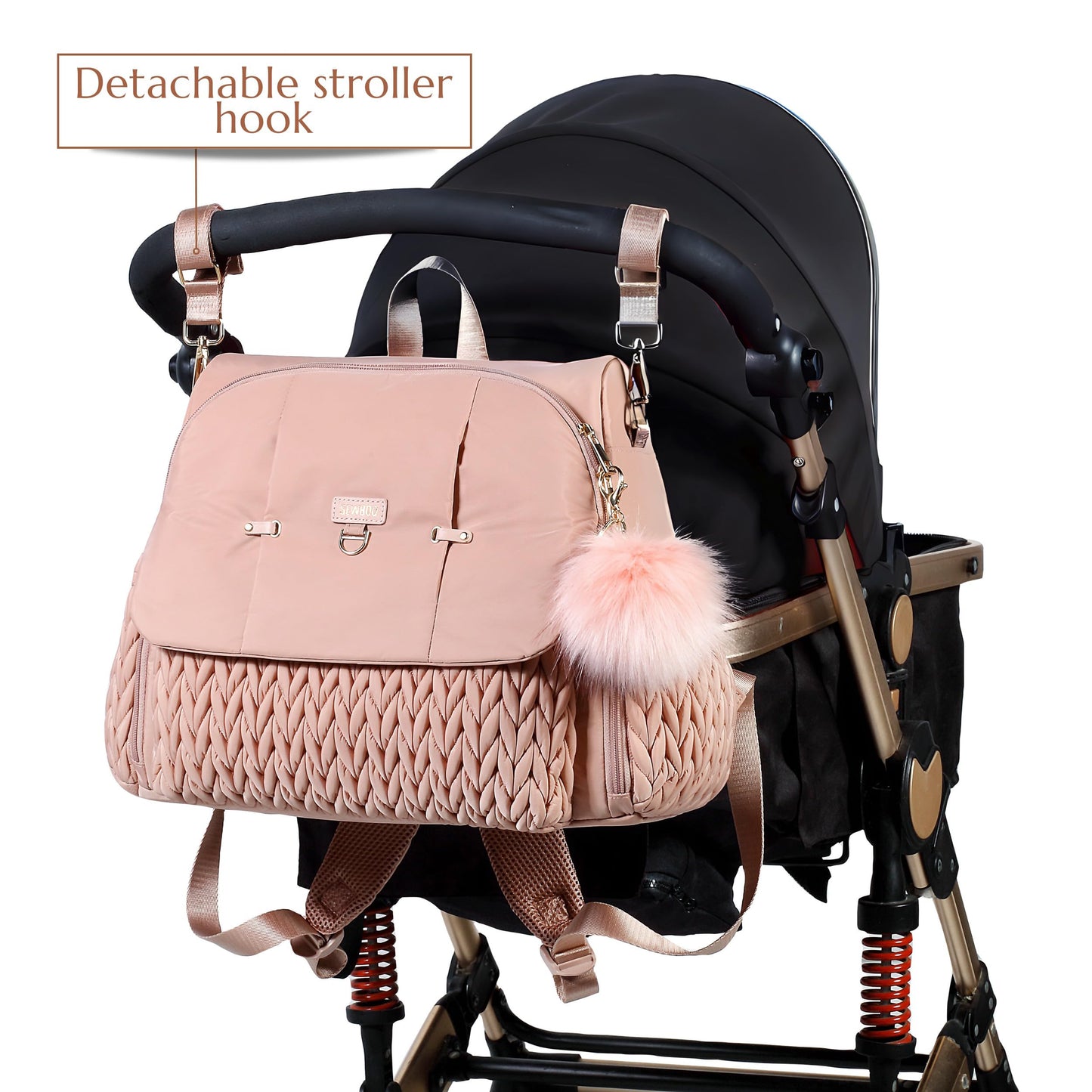 Allie Backpack Stylish Diaper Bag,Travel Baby Bag with Insulated Pockets,Changing Pad, Stroller Clips, Shoulder Strap (Black)