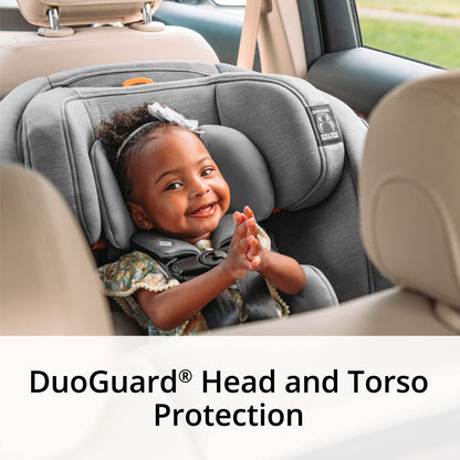 Chicco OneFit ClearTex All-in-One Car Seat, Slim Design, Rear-Facing Seat for Infants 5-40 lbs., Forward-Facing 25-65 lbs., Booster 40-100 lbs., Convertible Car Seat | Lilac/Purple