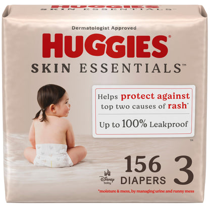 Huggies Size 2 Diapers, Skin Essentials Baby Diapers, Size 2 (12-18 lbs), 74 Count, Packaging May Vary