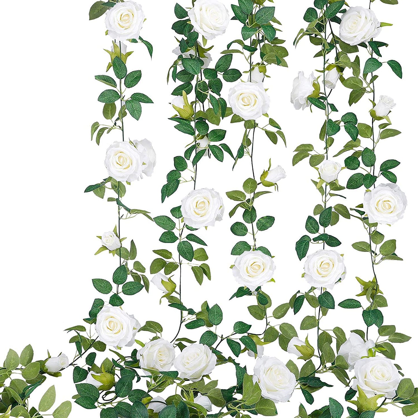 TELDRASSIL 4Pcs(26 FT) Artificial Rose Vine Fake Flower Garland Fake Silk Rose Hanging Vine for Wedding Party Background Arch Garden Background Decoration (Pink)