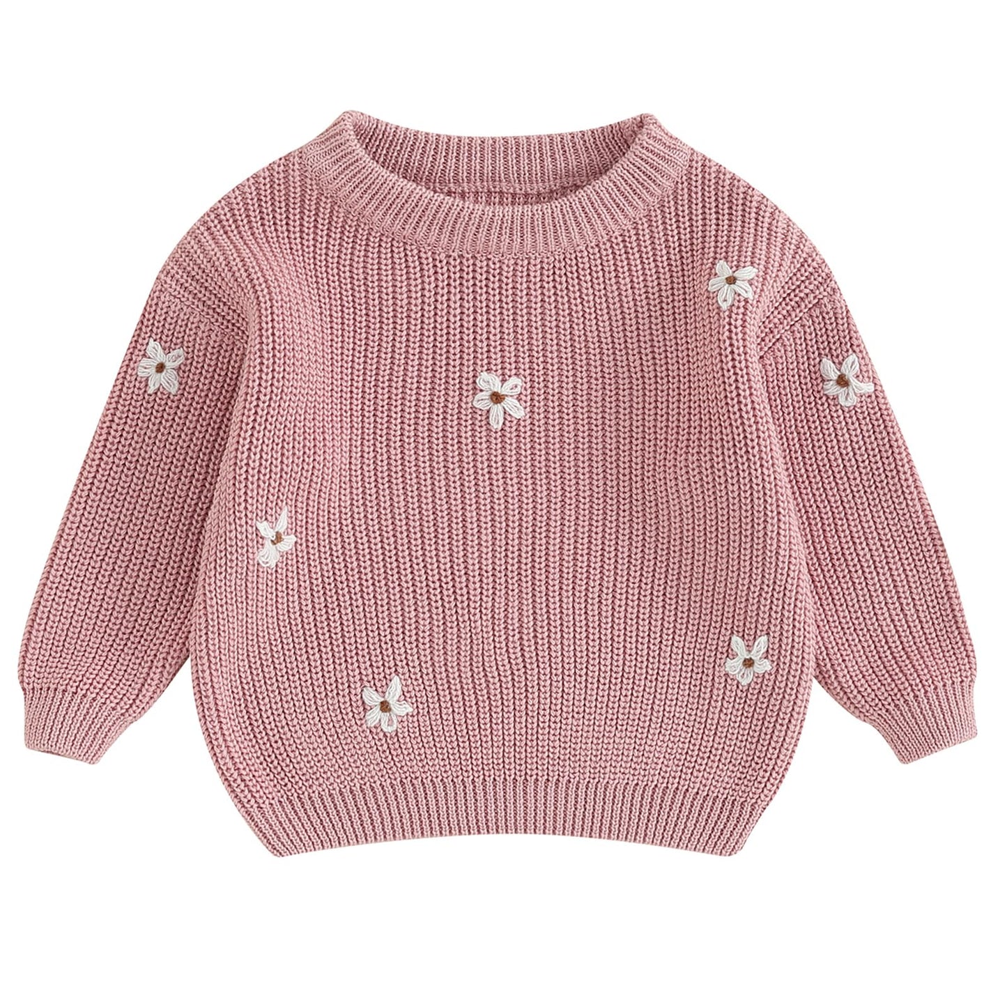 Mubineo Baby Girl Winter Clothes Cute Flower Sweater Crewneck Pullover Long Sleeve Knit Newborn Infant Sweaters