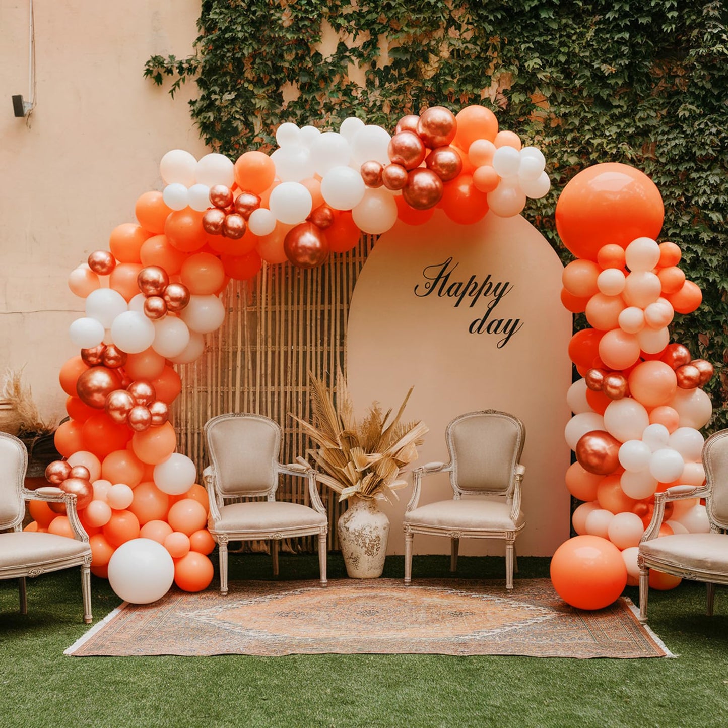 Ivory White Balloon Arch Kit,Boho Balloon Garland with Pastel Orange Cream Beige Champagne Gold White Sand Balloons for Neutral Baby Shower Wedding Boho Bridal Party Decorations