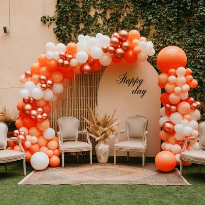 Ivory White Balloon Arch Kit,Boho Balloon Garland with Pastel Orange Cream Beige Champagne Gold White Sand Balloons for Neutral Baby Shower Wedding Boho Bridal Party Decorations