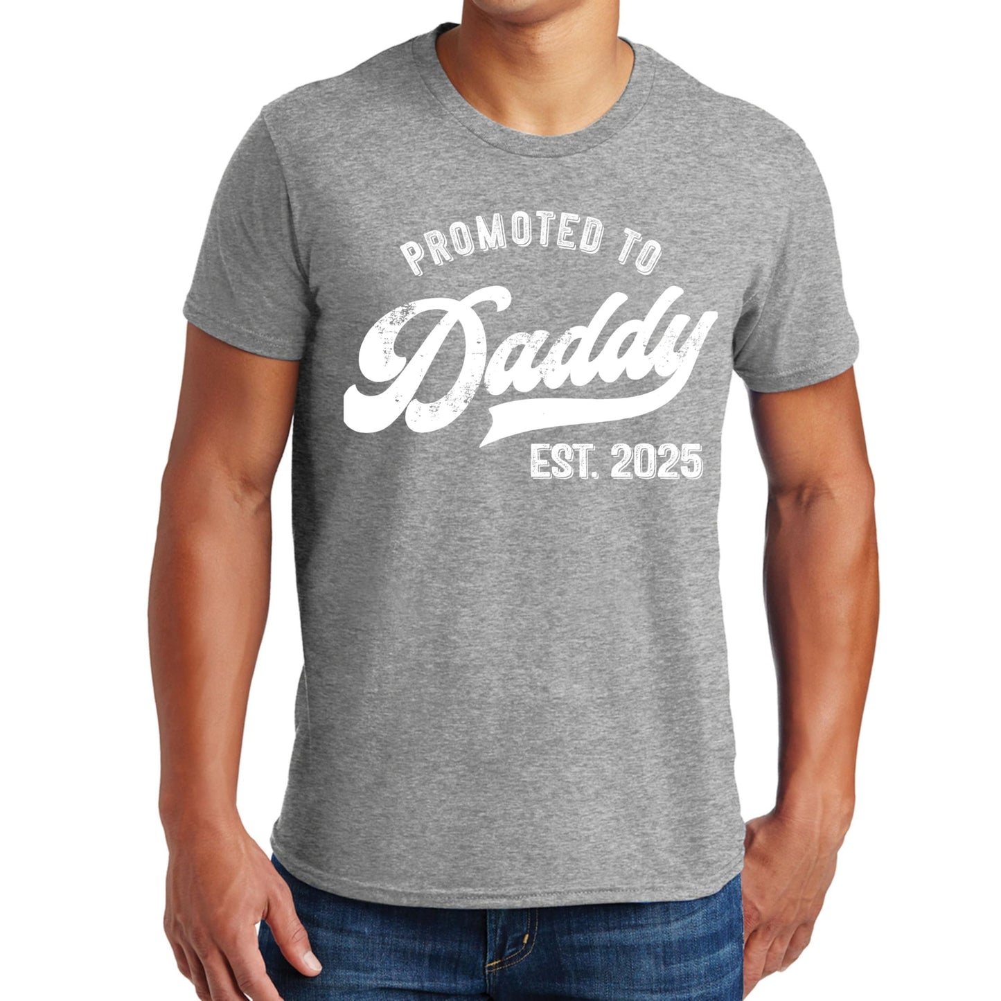 Promoted to Daddy 2025 T-Shirt Funny Humor New Dad Baby First Time