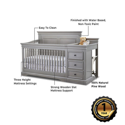 Sorelle Furniture Portofino Crib,Classic 4-In-1 Convertible Crib,Brushed Ivory Crib Made of Wood,Non-Toxic Finish, Wooden Baby Bed,Toddler Bed,Child’s Daybed and Full-Size Bed-Ivory