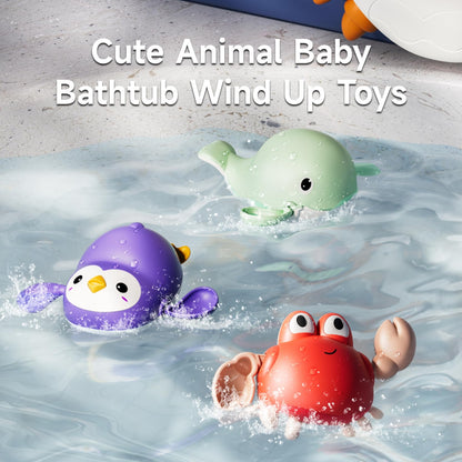 TUMAMA Baby Bath Toy,Bath Bubble Maker Machine with Music,3 Wind-Up Bathtub Toys,Crab Shower Water Toy for Toddlers Kids Boys Grils,4 Pieces