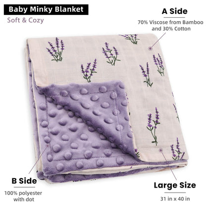 LifeTree Minky Baby Girl & Boy Blankets, Soft Double Layer Swaddle Blankets, Muslin Front and Dotted Fleece Backing Receiving Bed Throw Blanket for Newborn Unisex, 31X40 Inches, Bear Pattern