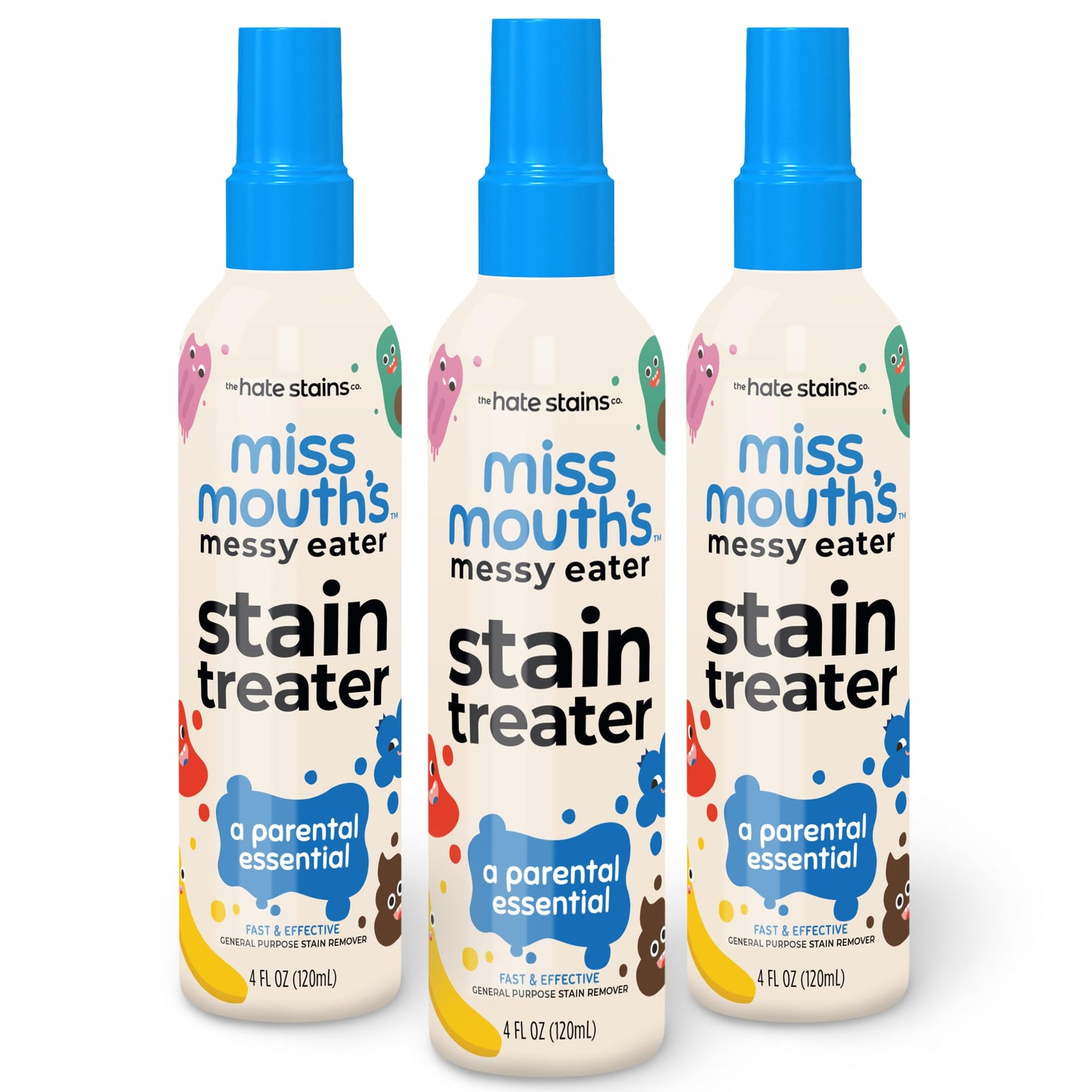 Miss Mouth's Messy Eater Stain Treater Spray - 4oz 2 Pack Stain Remover - Newborn & Baby Essentials - No Dry Cleaning Food, Grease, Coffee Off Laundry, Underwear, Fabric