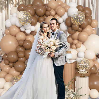 Ouddy Life 157 Pcs Boho Dusty Pink Balloons Arch Garland Kit, Blush Neutral Pink Sand White Metallic Gold Different Size Balloon for Girls Baby Shower Birthday Wedding Gender Reveal Party Decorations