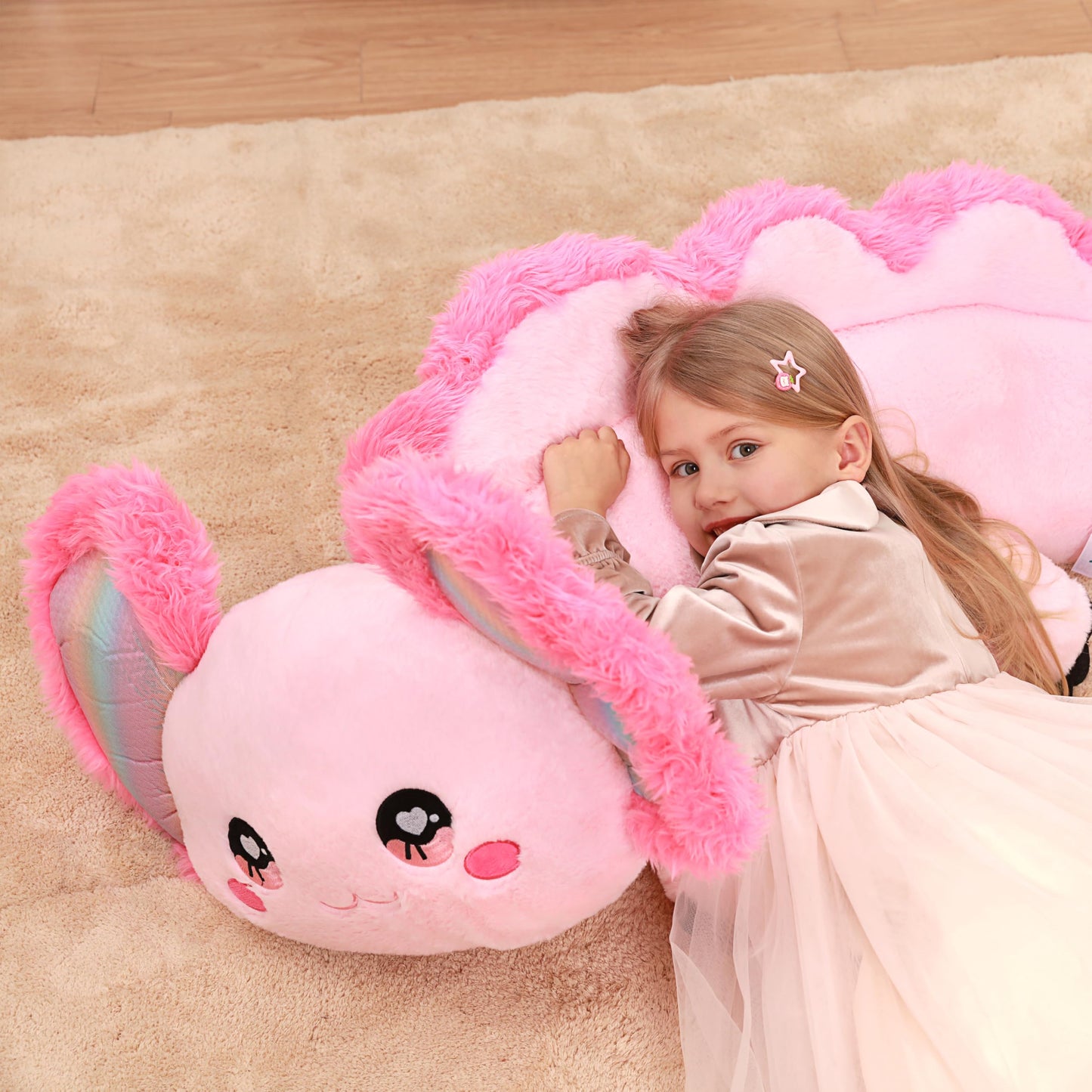 IKASA Giant Axolotl Stuffed Animal Plush Toy,Large Big Jumbo Soft Toys,31.5" Huge Size Cute Plushy Fluffy Fat Plushie,Gifts for Kids Girls