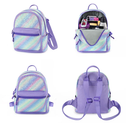 mibasies Mini Backpack for Girls Kids Rainbow Purse Dance Bag for Girls Gifts age 2 3 4 5 6 7 8 yrs