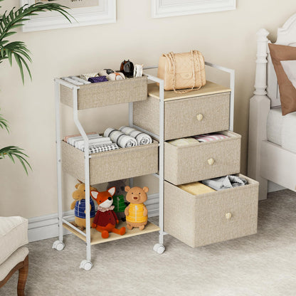 Baby Diaper Caddy Organizer and Storage - 3 Tier Rolling Cart with Dividers and Drawers, Easy To Assemble, Mobile Utility Cart with Wheels for Nursery, Bedroom, Changing Table & Crib
