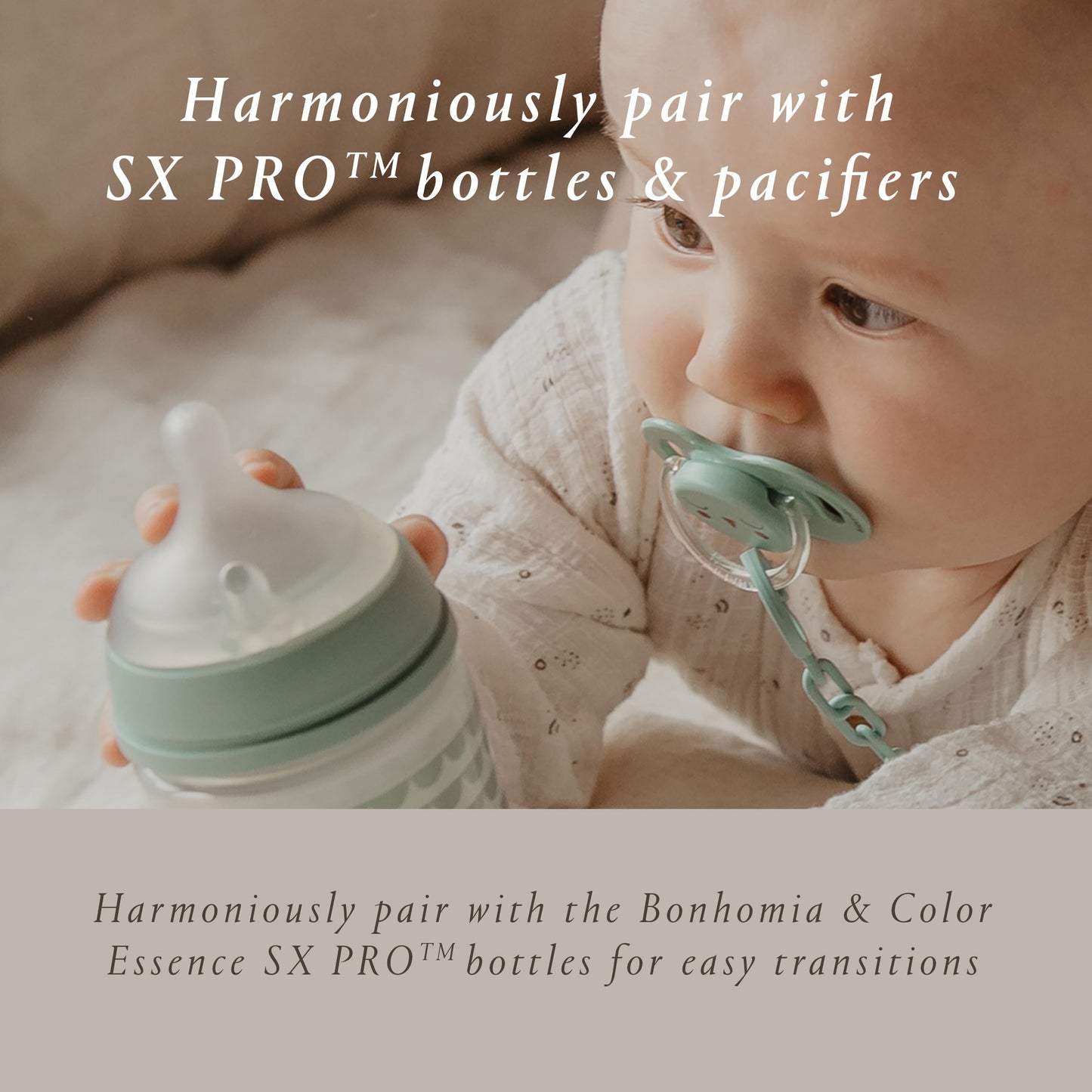 Suavinex Bonhomia SX PRO Physiological Pacifier, Supports Breastfeeding Babies, Pacifiers 18+ Months, 2 Pack Baby Pacifier, Baby Accessories, (Pink/Beige)