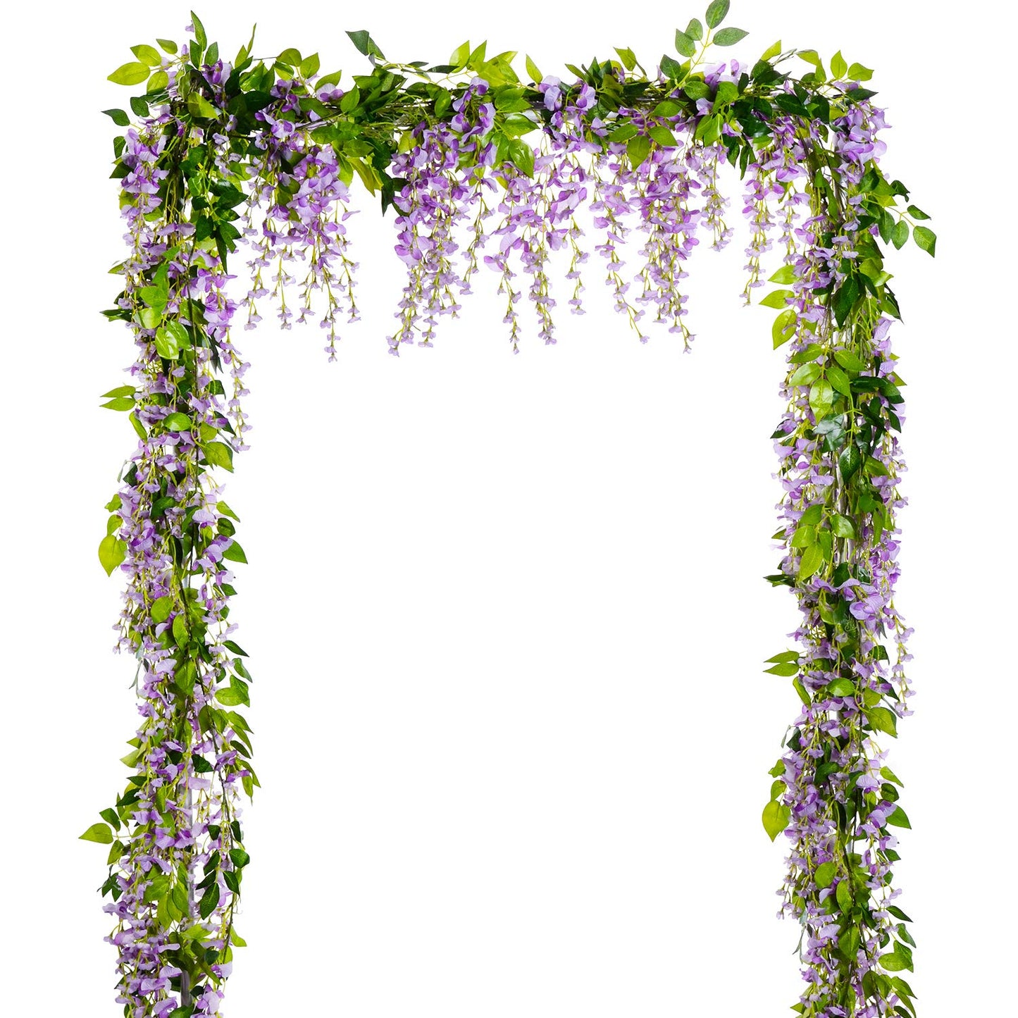 Lvydec Wisteria Artificial Flowers Garland, 4Pcs Total 28.8ft White Artificial Wisteria Vine Silk Hanging Flower for Home Garden Outdoor Ceremony Wedding Arch Floral Decor
