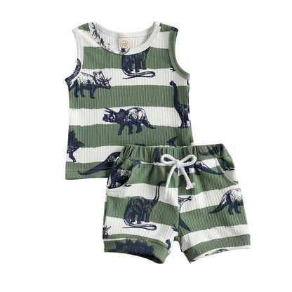CIYCUIT 2Pcs Baby Boy Summer Clothes Infant Toddler Beach Outfits Sleeveless Tank Tops Shorts Set