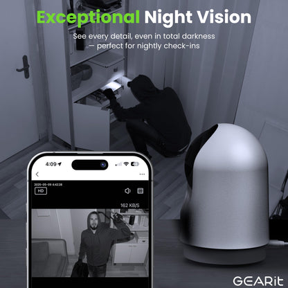 GEARit Baby Monitor with Camera & Audio 2K Video with Motion & Crying Detection, 2 Way Audio Easy WiFi Setup, Remote Monitoring - Easy to Set Crib Monitor with Adjustable Stand