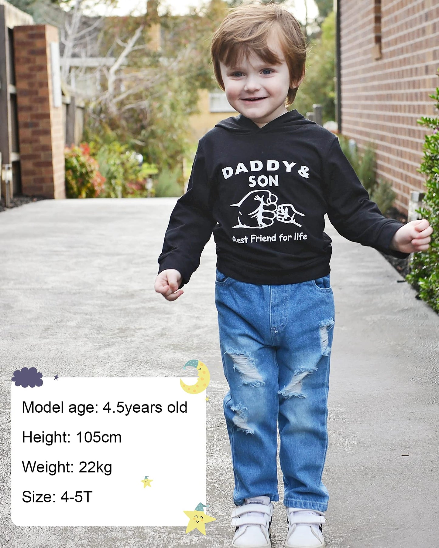 WESIDOM Baby Boy Clothes, Long Sleeve Printing Hoodie With Jeans Pants Outfits Set