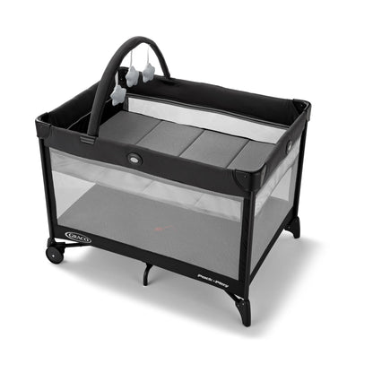 Graco On The Go Zip Pack ‘n Play Playard, Folding Playpen with Bassinet, Portable Crib, Reeves