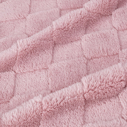 HOMRITAR 3D Gingham Fleece Baby Blanket for Girls Boys Chessboard Grid Warmer Comfort Reversible Shaggy Cozy Decor for Home Bed Blanket for Toddlers 30 x 40 Inches Cream