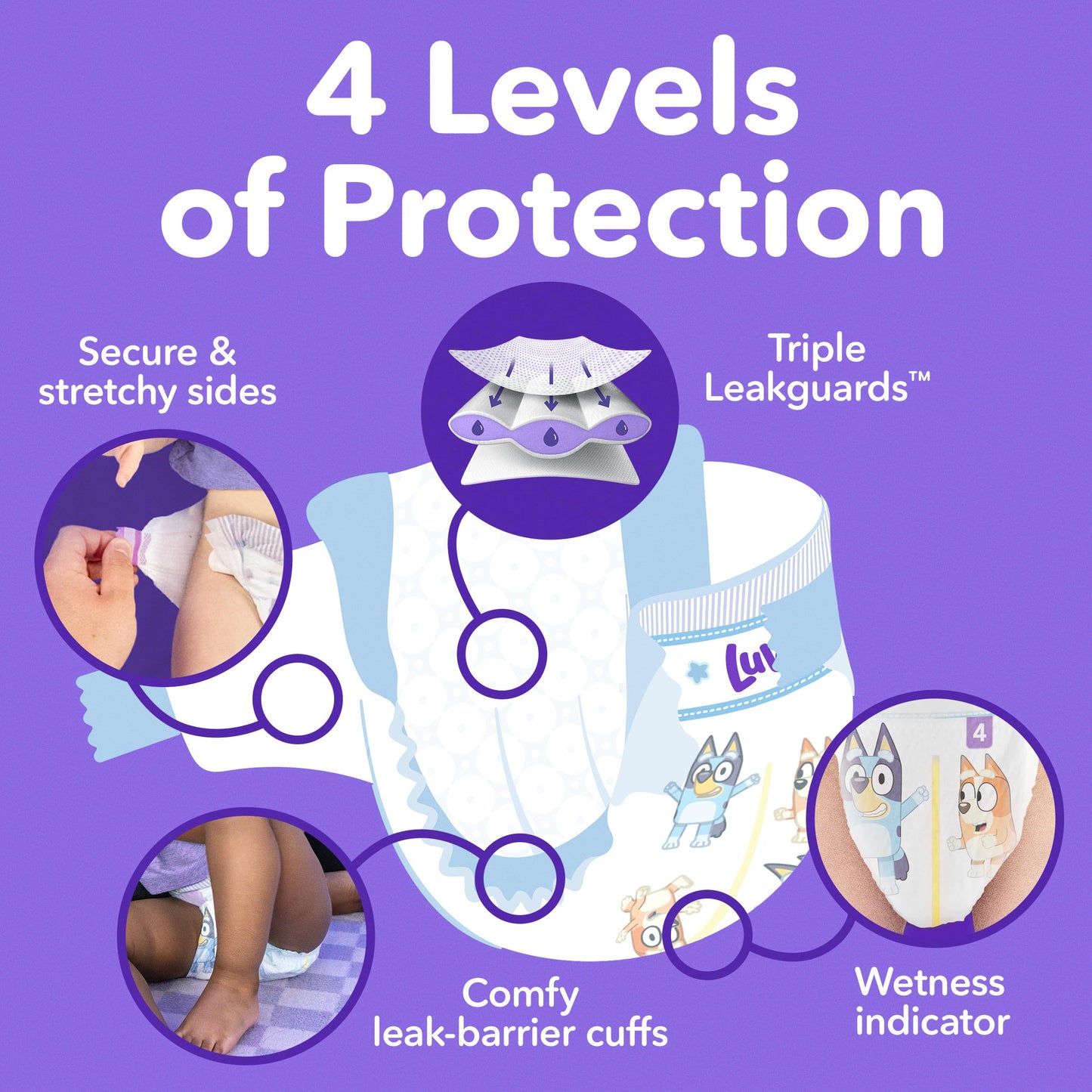 Luvs Size 1 Baby Diapers, Platinum Protection Bluey Diapers for Day & Night, Size 1, 294 Count (Packaging May Vary)