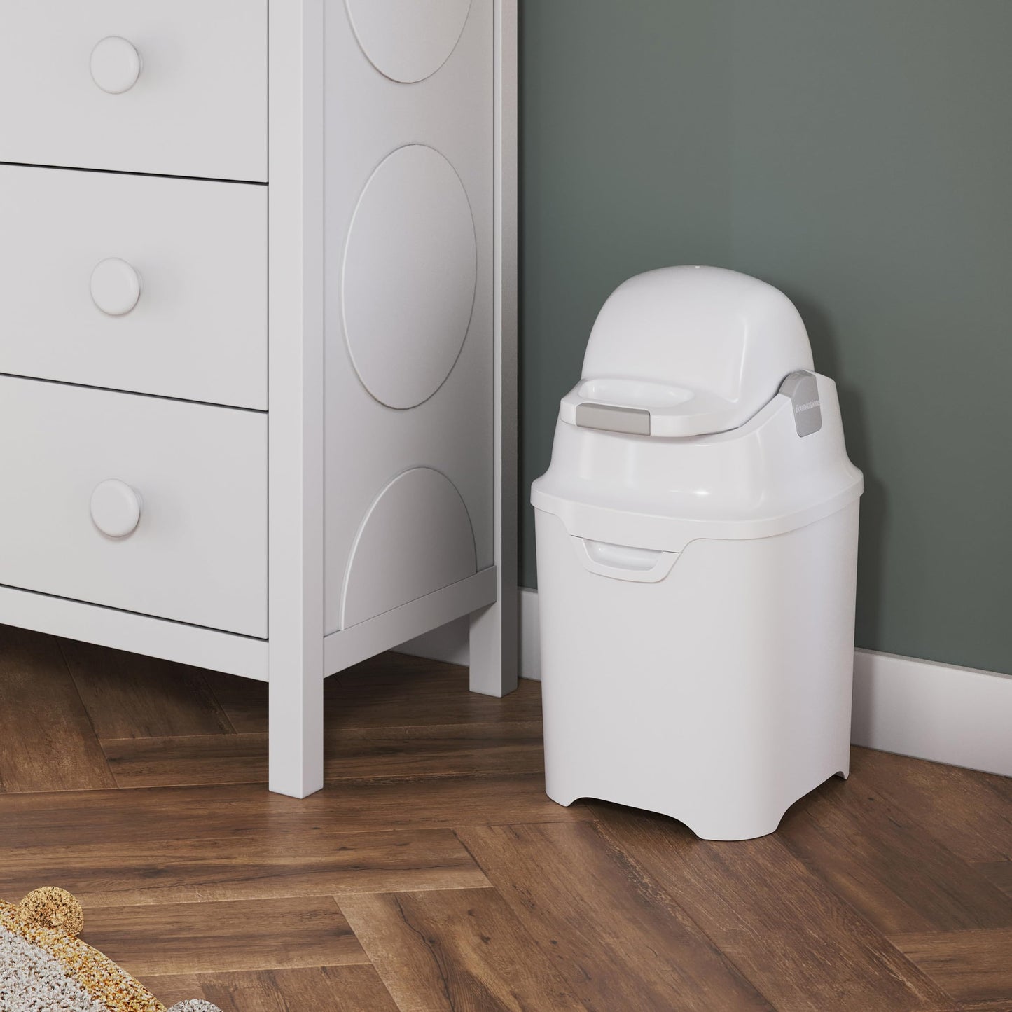 Foundations Mini Diaper Pail with Airtight Lid - Durable & Odorless Diaper Disposal, Large Capacity, Holds up to 30 Newborn Diapers, Refill with Any Bags - Pink