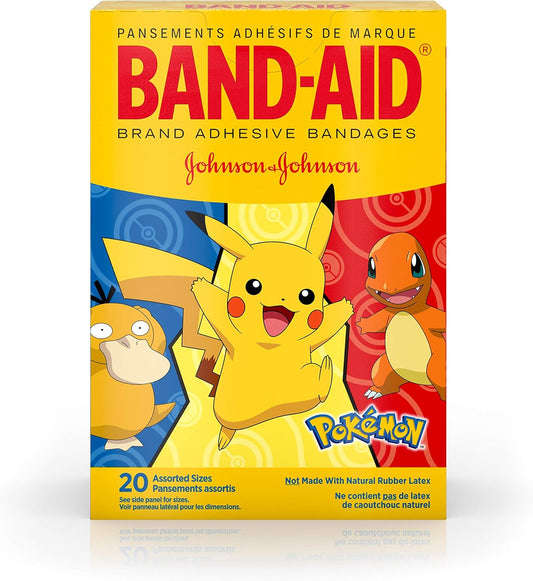 Band-aid Brand Kids Adhesive Bandages for Minor Cuts & Scrapes, Pokemon, Assorted Sizes, 20 Count (Pack of 24)
