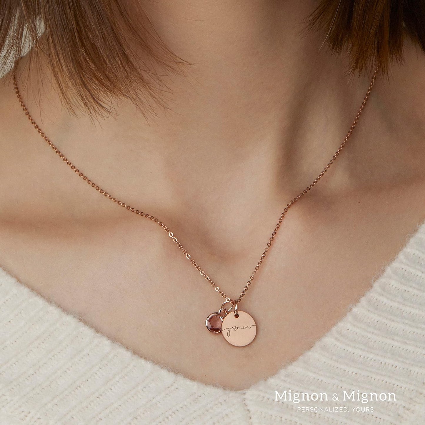Birthstone Name Necklace Personalized Jewelry for Women Mother's Day Neckace Gifts for Mom Gold Plated Pendant Charm, Custom Jewelry Grandma Gift Birthday Personalized Gifts for New Moms -CN-BS-SH