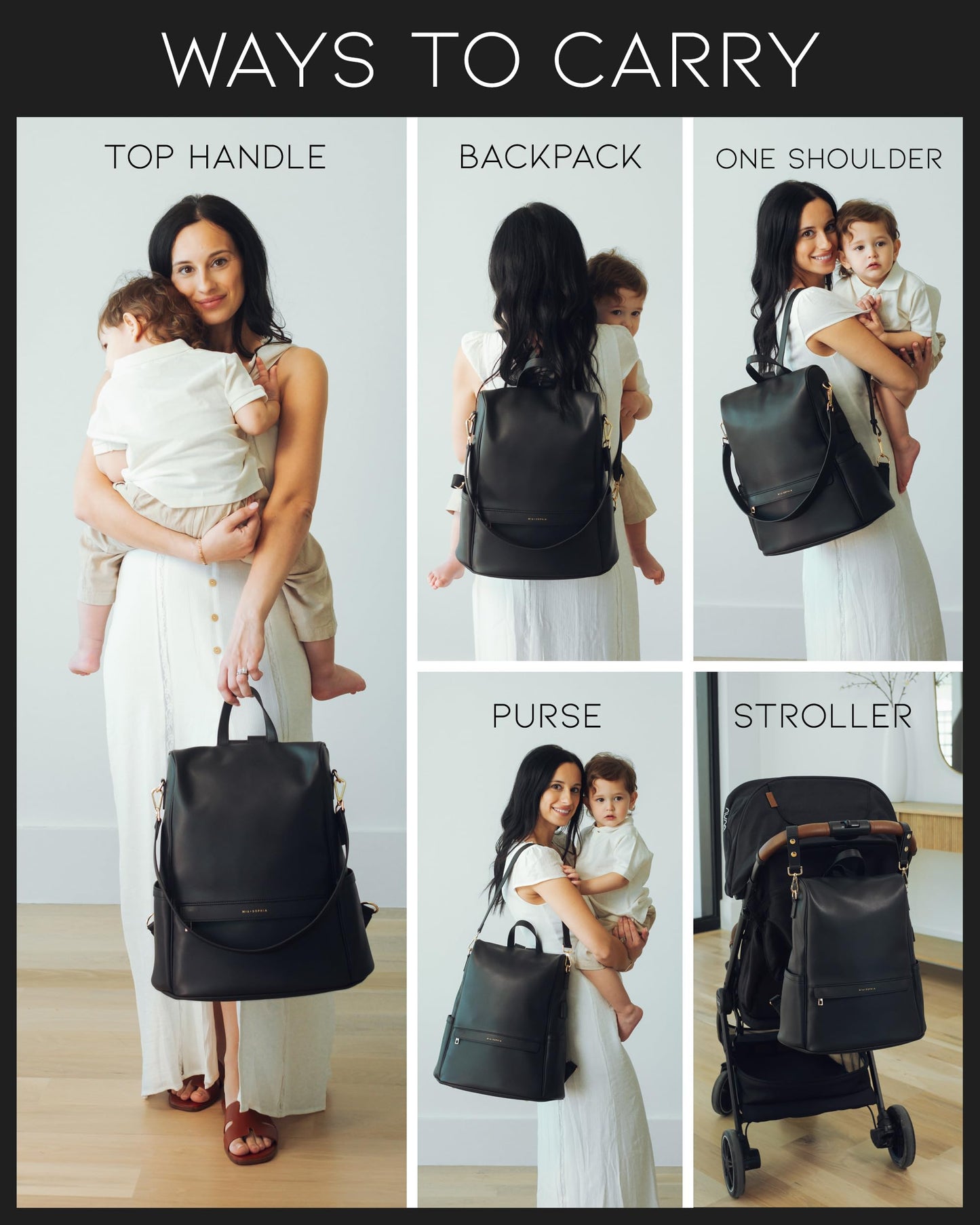 Leather Diaper Bag Backpack with USB Charging port, Changing Pad, Stroller Straps, and Bottle Holder (Brown Olivia)