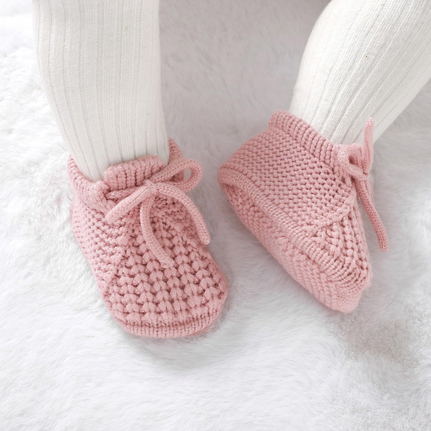 DovFanny Baby Booties Newborn Baby First Shoes Cozy Warm Knit Soft Booties for Toddler Infant Boy Girl