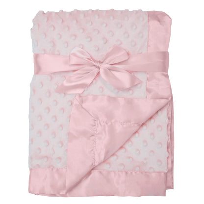 American Baby Company Heavenly Soft Chenille Security Blanket, 2-Layer Design with Minky Dot & Silky Satin, Pink, 14" x 14" for Boys and Girls