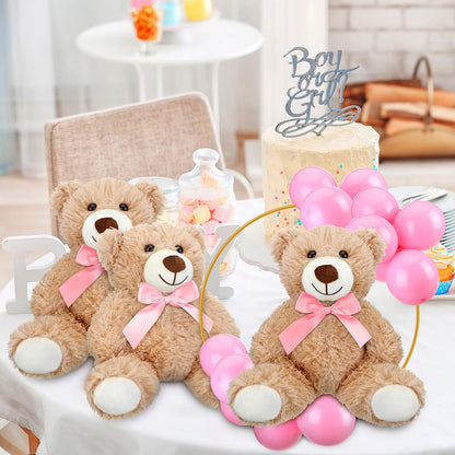 6 Sets Bear Baby Shower Table Centerpieces Bear Stuffed Animals 12 Inch Metal Floral Hoop with Stand Balloon for Wedding Baby Shower Birthday Flowers Table Decorations(Brown)