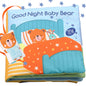 bebe mondo Teddy Bear Soft Baby Book Activity Quiet Cloth Books Developmental Toys Interactive Baby Books for Babies Toddlers Infants, Easter Gifts for Boys Girls,Washable Mirror Toy, Goodnight W Box
