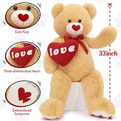 MorisMos Smile Giant Teddy Bear, 51inch Large Stuffed Bears with Big Footprints, Big Stuffed Animals Cuddly Plush Gifts for Girlfriends, Boyfriend, Dark Brown