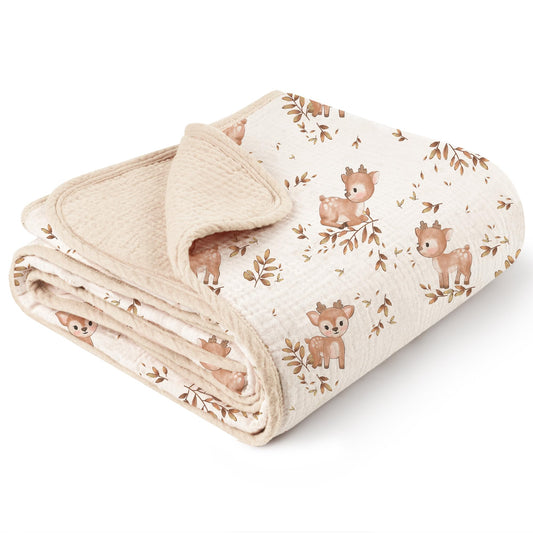 Konssy Muslin Baby Blankets for Girls Boys, 100% Cotton Crib Blanket for Infant Toddler, Super Soft and Lightweight Nursery Swaddling Wrap 40"x36" (Floral)
