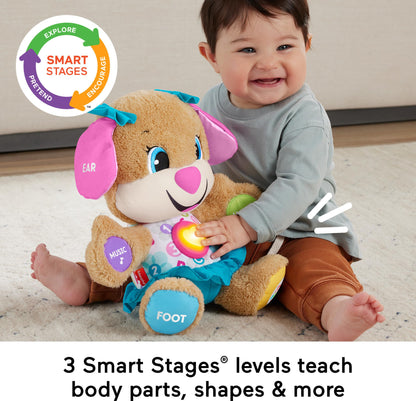 Fisher-Price Baby & Toddler Toy Laugh & Learn Smart Stages Puppy Musical Plush with Lights & Phrases for Infants Ages 6+ Months