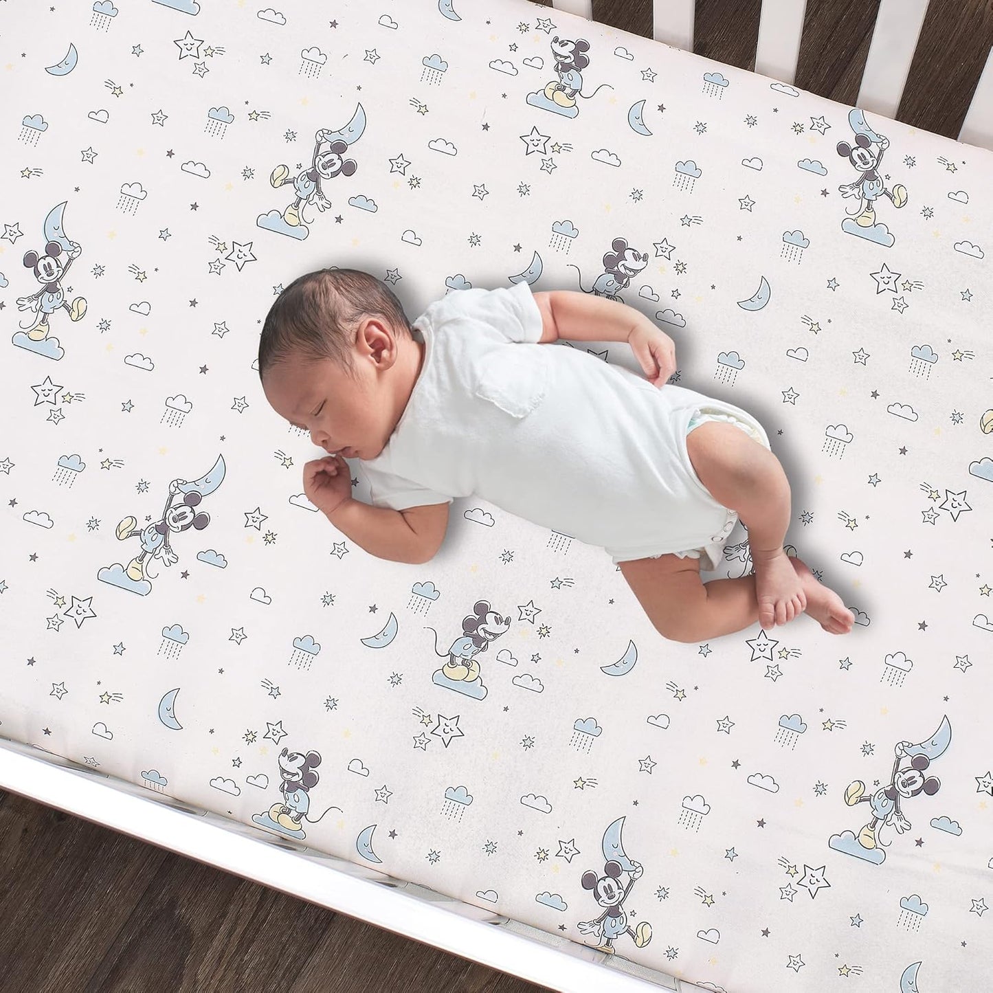 Lambs & Ivy Disney Baby Moonlight Mickey Mouse 3-Piece Nursery Crib Bedding Set