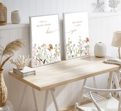 libitea 2 Pcs Wildflower Nursery Wall Art Flower Botanical Sentence Poster Painting Picture Wall Decor Boho Girl Nurseries PrintArtwork for Nursery Baby Room Living Room Bedroom Home Decoration