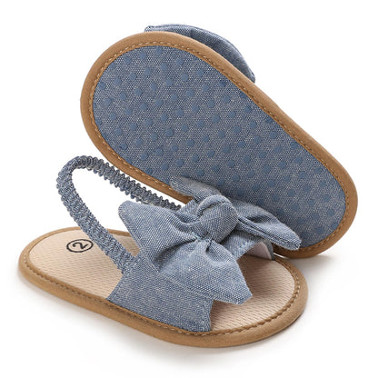 Baby Girls Bow Knot Sandals Flat Non-Slip Patchwork Princess Shoes Infant First Walking Slipper Shoes Beach Sandals