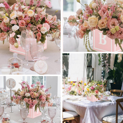 4 Pcs Baby Shower Flower Boxes Centerpieces Decoration Rose Gold Baby Block Floral Holder Centerpiece Baby In Bloom Gender Reveal Birthday Party Decors Table Display Its A Girl Its A Boy