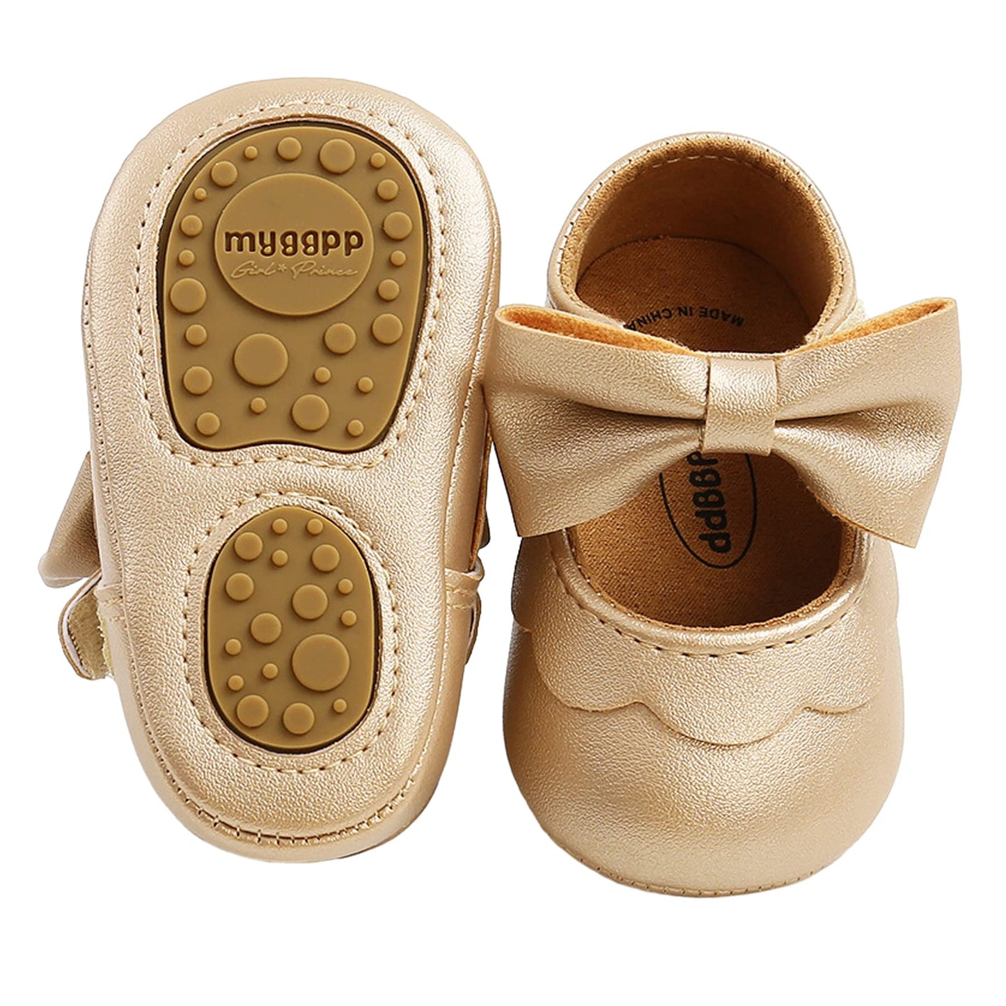 Baby Girl Mary Jane Flats Dress Shoes - Infant Newborn Shoes Anti-Slip Soft PU Leather Party School Wedding Princess Baby Girl Shoes 0-18M