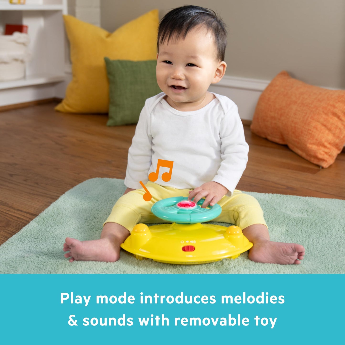 Bright Starts JuneBerry Walk-A-Bout Baby Walker and Entertainer, Removeable Floor Toy, with Easy Fold Frame for Storage, Ages 6 Months +