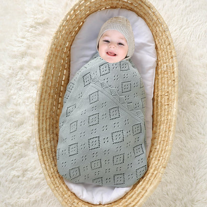 mimixiong Baby Swaddle Blanket 100% Cotton Gender Neutral Pointelle Receiving Blanket for Boys Girls Cuddle Stroller Crib Blanket (Oatmeal)