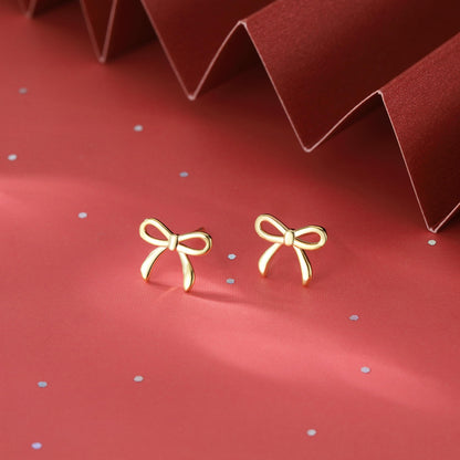 SLUYNZ Solid 925 Sterling Silver Tiny Bow Earrings Stud for Women Teens Small Bowknot post Stud Earrings