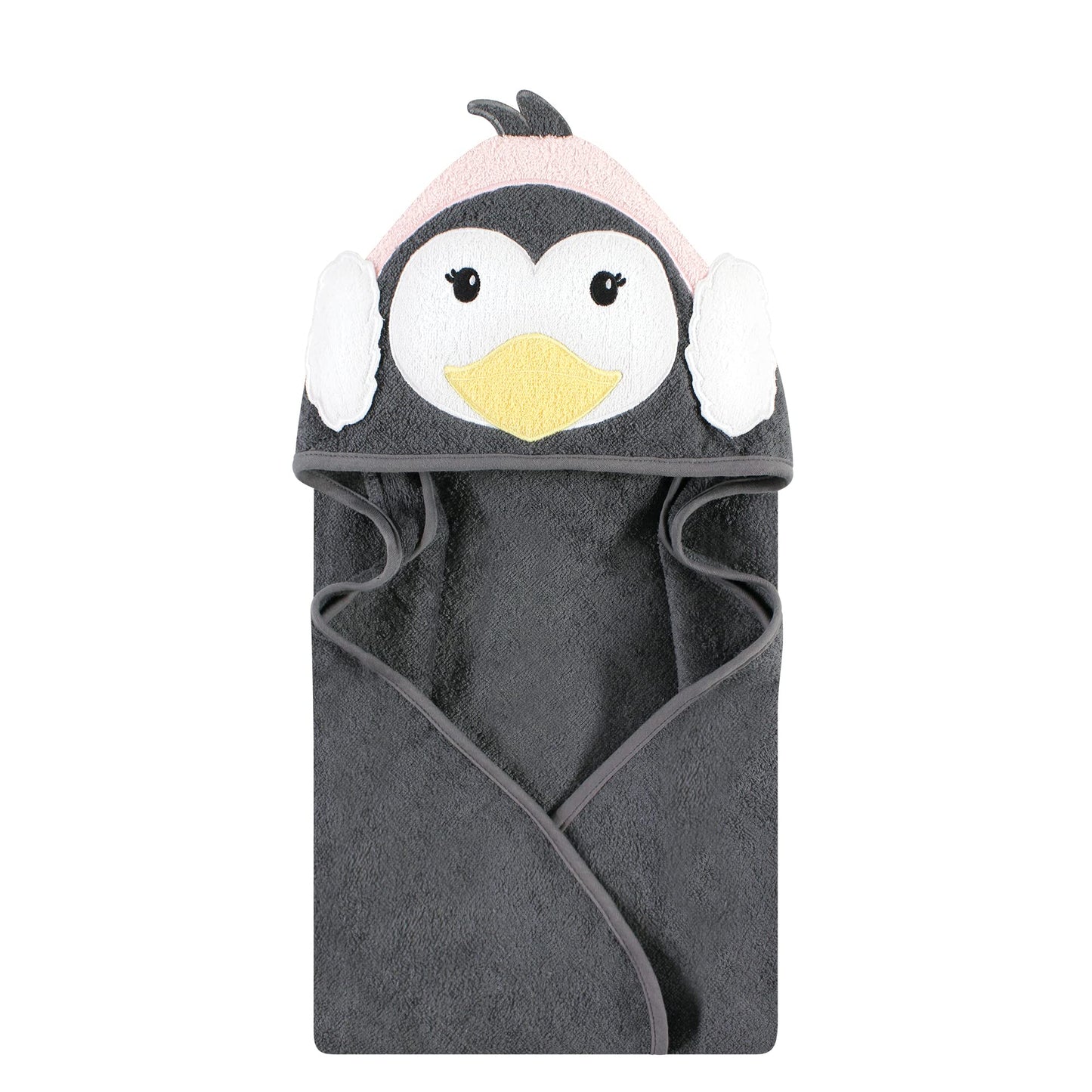 Hudson Baby Unisex Baby Cotton Animal Face Hooded Towel, Pretty Elephant, One Size