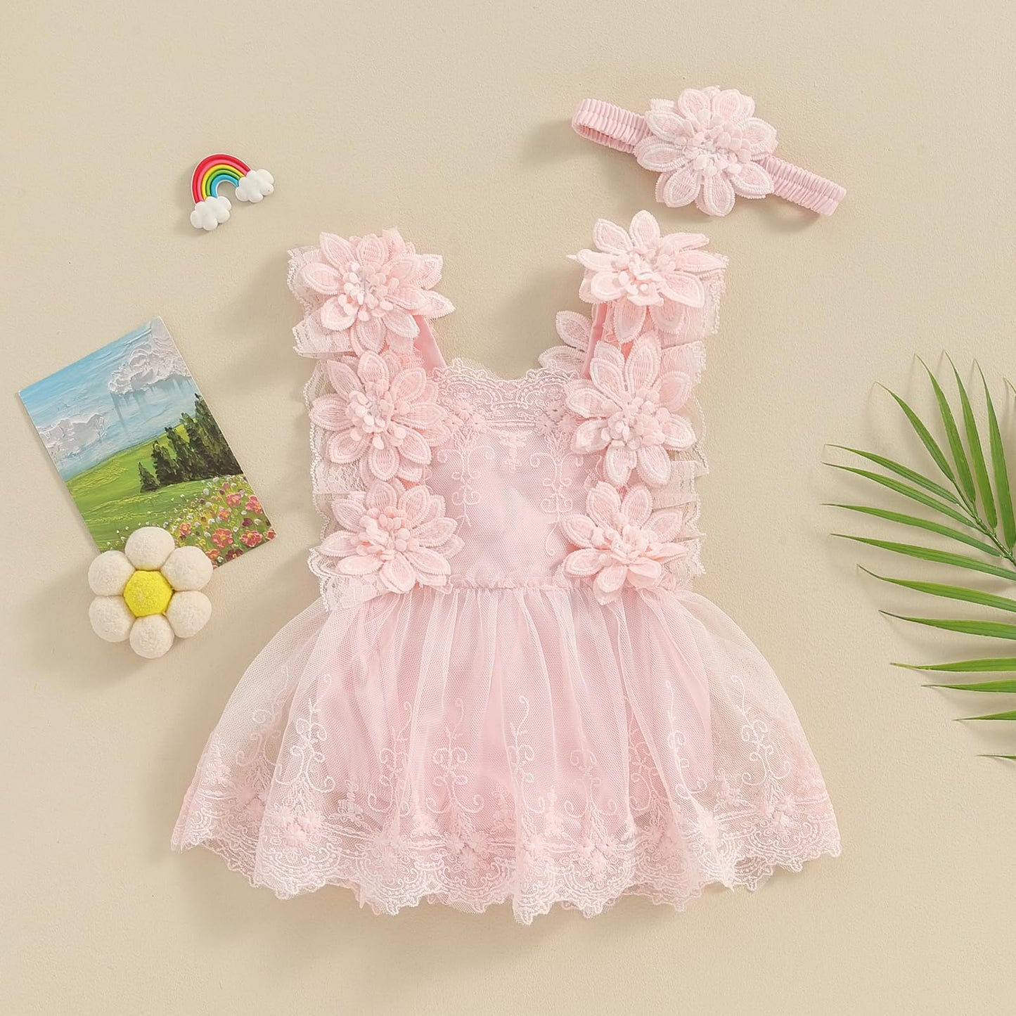 Mubineo Baby Girl Summer Clothes Lace Romper Skirt Dress Princess Outfits Sleeveless Flower Newborn Outfit