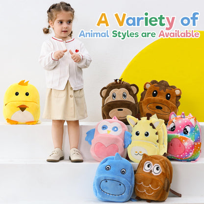 MICHLEY Toddler Backpack Plush Animal SchoolBag Cartoon Girls Travel Bag Mini Baby Daypack for Kids Kindergarten Pre School Bags, Cow