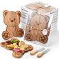 1 Set Baby Shower Party Favors Bear Shaped Cheese Board Set, Include Small Wood Cutting Charcuterie Boards with Knives and Forks Gift Box for Wedding Bridal Shower Birthday (Acacia Color)