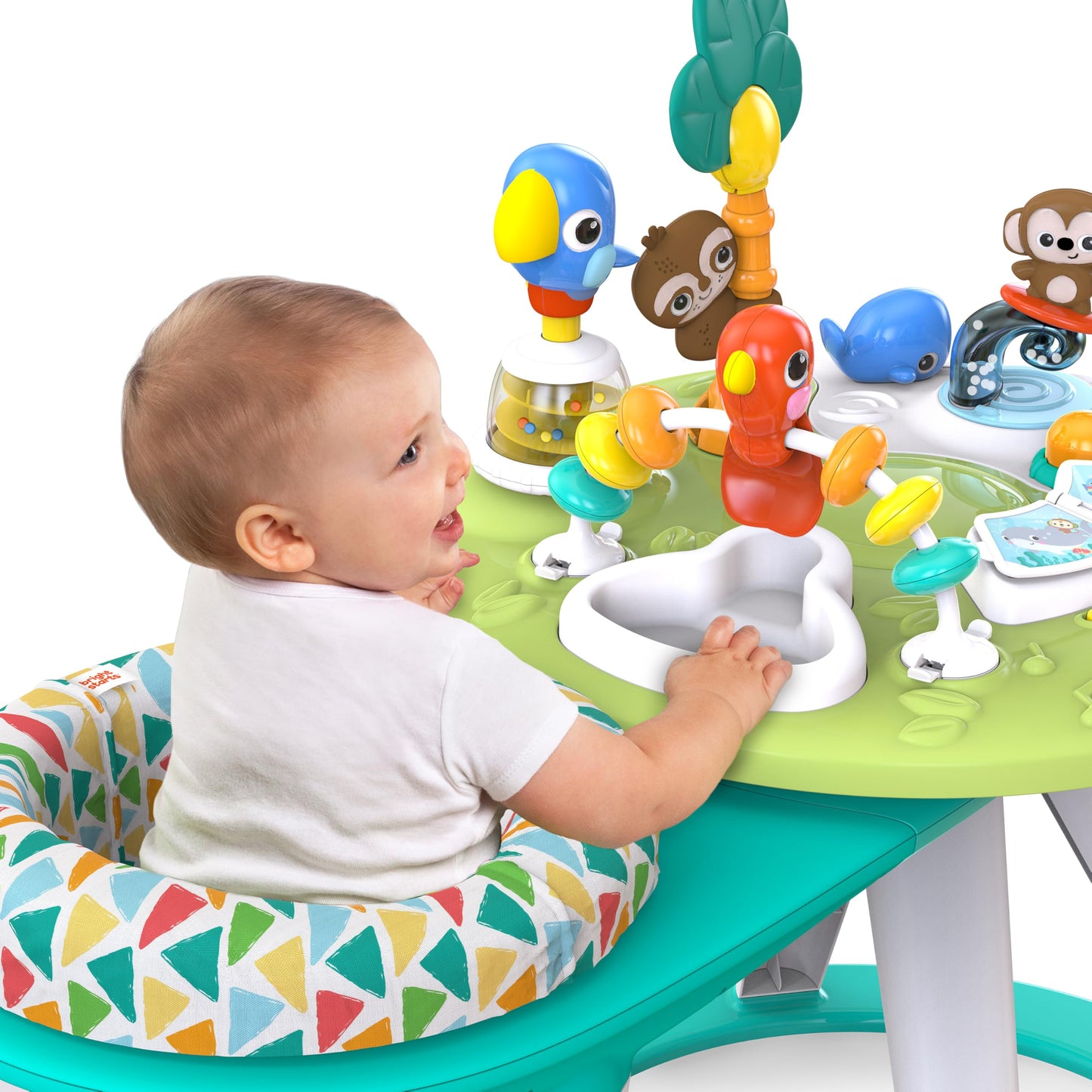 Bright Starts Around We Go 2-in-1 Baby Walker, Discovery Activity Center and Table, Tropic Coral, Ages 6 Months+