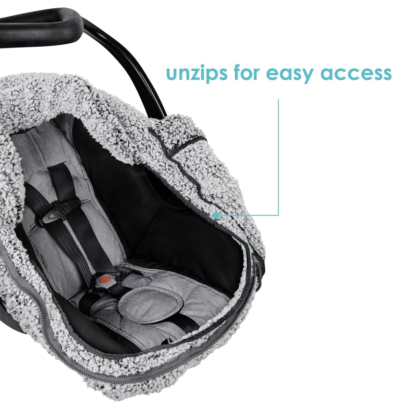 JJ Cole Winter Baby Car Seat Cover - Winter Car Seat Cover for Baby Seat or Stroller - Infant Car Seat Covers with Warm Sherpa Lining - Cuddly Gray