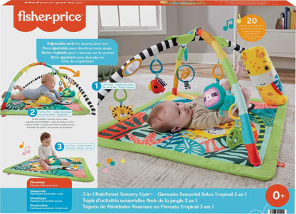 Fisher-Price Baby Playmat Rainforest Music & Lights Deluxe Gym with 10+ Activities & Toys for Developmental Play for Newborns Ages 0+ Months